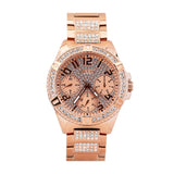 Guess Frontier Diamonds Rose Gold Dial Rose Gold Steel Strap Watch For Women - W1156L3