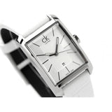 Calvin Klein Window White Dial White Leather Strap Watch for Women - K2M23120