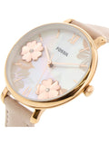 Fossil Jacqueline Three Hand Mother of Pearl Dial Pink Leather Strap Watch for Women - ES4671