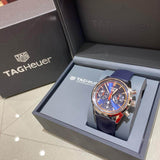 Tag Heuer Carrera Chronograph Blue Dial Blue Leather Strap Watch for Men - CBN201D.FC6543