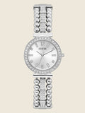 Guess Gala Diamonds Silver Dial Silver Steel Strap Watch for Women - GW0401L1