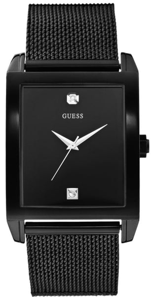 Guess Diamonds Black Dial Black Mesh Strap Watch for Men