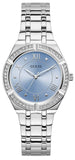 Guess Cosmo Diamonds Blue Dial Silver Steel Strap Watch for Women - GW0033L5