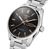 Tag Heuer Carrera Day Date Black Dial Silver Steel Strap Watch for Men - WBN2013.BA0640