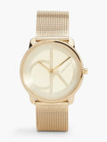 Calvin Klein Minimal Silver Dial Gold Mesh Bracelet Watch for Women - K3M22526