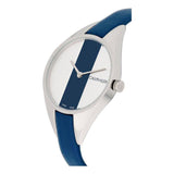 Calvin Klein Rebel Blue Silver Dial Blue Leather Strap Watch for Women - K8P231V6