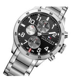 Tommy Hilfiger Cool Sport Multifunction Black Dial Silver Steel Strap Watch for Men - 1791141