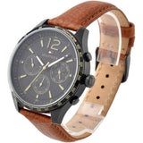 Tommy Hilfiger Gavin Chronograph Quartz Black Dial Brown Leather Strap Watch for Men - 1791470