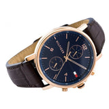 Tommy Hilfiger Daniel Blue Dial Brown Leather Strap Watch for Men - 1710418