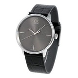 Calvin Klein Grey Dial Black Leather Strap Watch for Women - K2Y2Y1CU