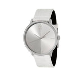 Calvin Klein Accent Silver Dial White Leather Strap Watch for Women - K2Y211K6