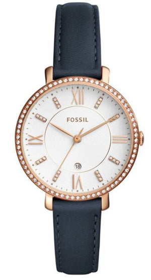 Fossil Jacqueline White Dial Blue Leather Strap Watch for Women - ES4291