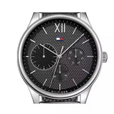 Tommy Hilfiger Damon Quartz Chronograph Black Dial Silver Mesh Bracelet Watch for Men - 1791415