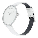 Calvin Klein Rise White Grey Dial White Leather Strap Watch for Women - K7A231L6