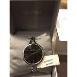 Calvin Klein Graphic Black Dial Silver Steel Strap Watch for Women - K7E23141