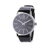 Calvin Klein Minimal Black Dial Black Leather Strap Watch for Men - K7621107