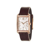 Calvin Klein Window White Dial Brown Leather Strap Watch for Women - K2M23620