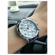 Tommy Hilfiger Trent Multifunction White Dial Black Leather Strap Watch for Men - 1791138