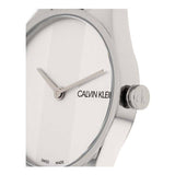 Calvin Klein Rebel White Dial White Leather Strap Watch for Women - K8P231L6