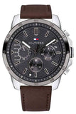 Tommy Hilfiger Decker Grey Dial Brown Leather Strap Watch for Men - 1791562