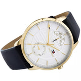 Tommy Hilfiger Hunter White Dial Black Leather Strap Watch for Men - 1791606