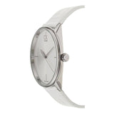 Calvin Klein Accent Silver Dial White Leather Strap Watch for Women - K2Y2Y1KW