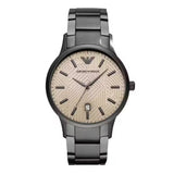 Emporio Armani Renato Quartz Beige Dial Grey Steel Strap Watch For Men - AR11183