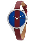 Calvin Klein Rebel Blue Maroon Dial Maroon Leather Strap Watch for Women - K8P231UN