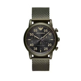 Emporio Armani Luigi Quartz Chronograph Black Dial Green Mesh Bracelet Watch For Men - AR11115