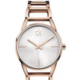 Calvin Klein Stately White Dial Rose Gold Steel Strap Watch for Women - K3G23626