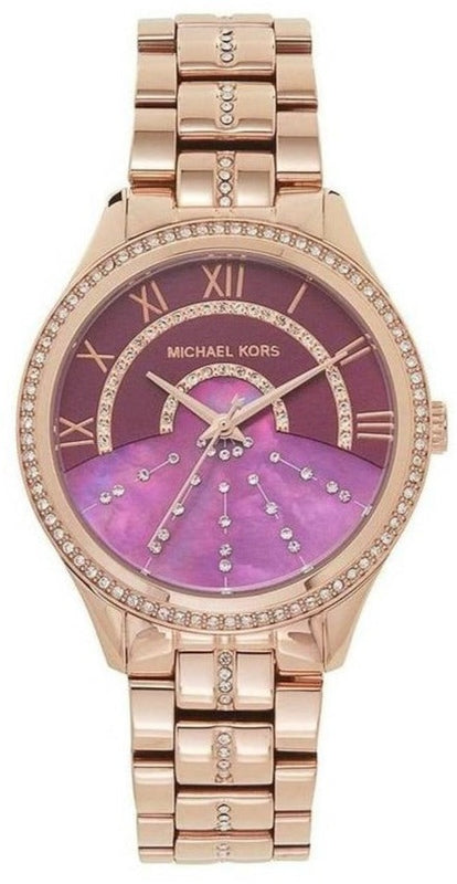 Michael Kors Women Dial Watch Pink Rose Gold Lauryn for Steel Strap