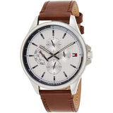 Tommy Hilfiger Multi Function Quartz White Dial Brown Leather Strap Watch for Men - 1791614