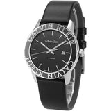 Calvin Klein Steady Black Dial Black Leather Strap Watch for Women - K7Q211C1