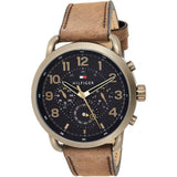 Tommy Hilfiger Briggs Chronograph Black Dial Brown Leather Strap Watch for Men - 1791425