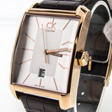 Calvin Klein Window Silver Dial Brown Leather Strap Watch for Men - K2M21620