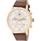 Tommy Hilfiger Evan White Dial Brown Leather Strap Watch for Men - 1710394