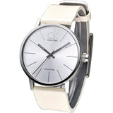 Calvin Klein Post Minimal Silver Dial White Leather Strap Watch for Men - K7621126