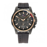 Tommy Hilfiger Mason Black Dial Black Rubber Strap Watch for Men - 1791792