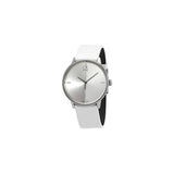 Calvin Klein Accent Silver Dial White Leather Strap Watch for Women - K2Y2X1K6