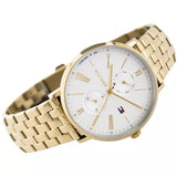 Tommy Hilfiger Jenna Quartz White Dial Gold Steel Strap Watch for Women - 1782069