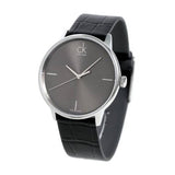 Calvin Klein Grey Dial Black Leather Strap Watch for Women - K2Y2Y1CU