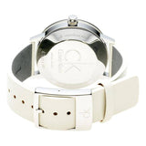 Calvin Klein Post Minimal Silver Dial White Leather Strap Watch for Men - K7621126