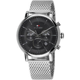 Tommy Hilfiger Evan Grey Dial Silver Mesh Bracelet Watch for Men - 1710396