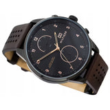 Tommy Hilfiger Chase Quartz Black Dial Brown Leather Strap Watch for Men - 1791577