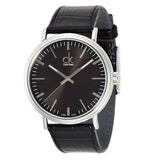 Calvin Klein Surround Black Dial Black Leather Strap Watch for Men - K3W211C1