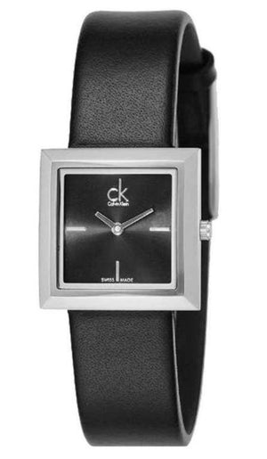 Calvin Klein Mark Black Dial Black Leather Strap Watch for Women - K3R231C1