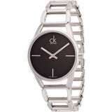 Calvin Klein Stately Black Dial Silver Steel Strap Watch for Women - K3G23121