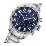 Tommy Hilfiger Trent Quartz Blue Dial Silver Steel Strap Watch for Men - 1791053