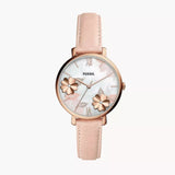 Fossil Jacqueline Three Hand Mother of Pearl Dial Pink Leather Strap Watch for Women - ES4671