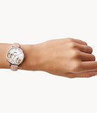 Fossil Jacqueline White Dial Pink Leather Strap Watch for Women - ES4303